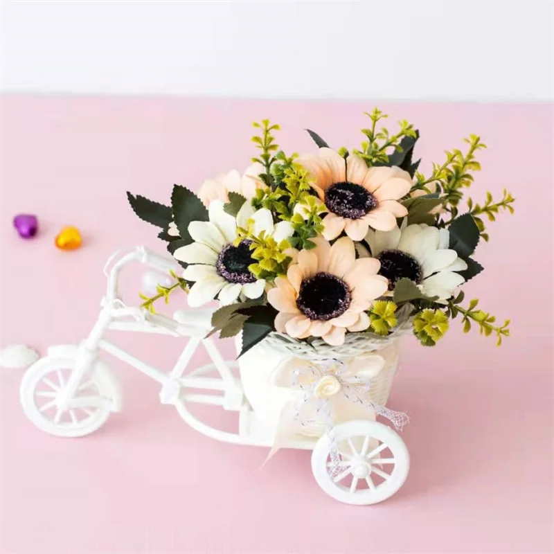 Ротанговый цветок корзина-ваза трехколесный велосипед модель домашний сад