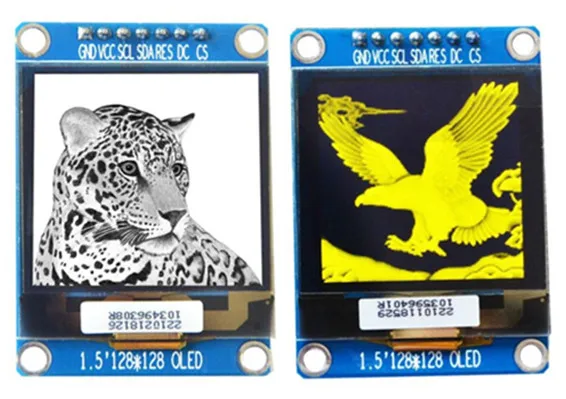 IPS 1 5 дюймов 7PIN SPI белый/желтый OLED экран с адаптером платы SSD1327 Драйвер IC 128*128