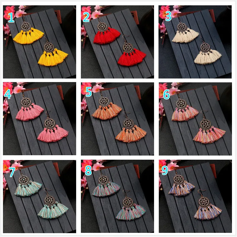 

Geometric Tassel Drop Earrings Flower Bohemian Earring Jewelry Women Fashion Party Gift