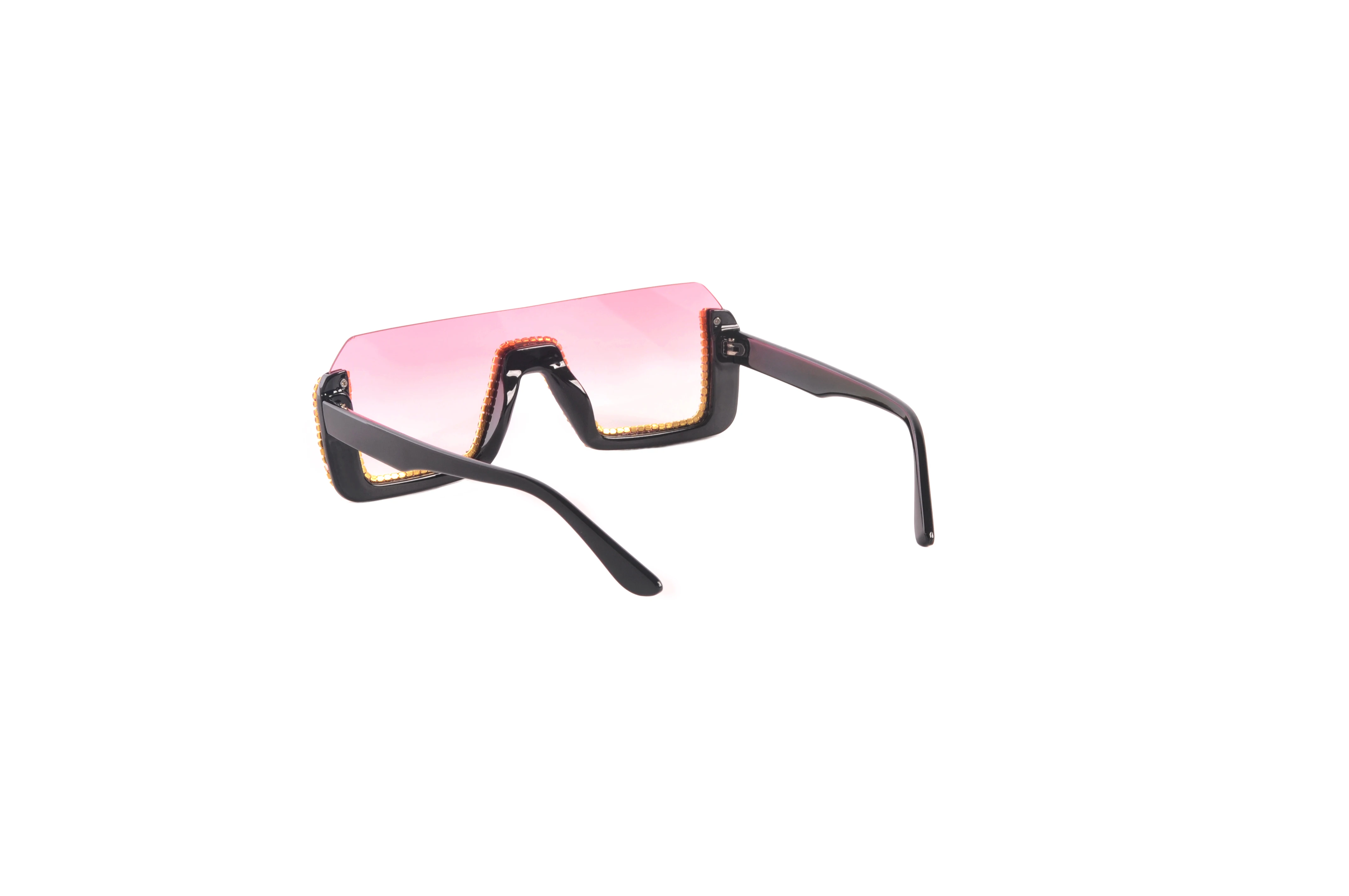 Diamond Semi-Rimless Square Sunglasses Women Rhinestone Retro Gradient Sun Glasses Vintage Oversized Feminino Eyeglasses UV400
