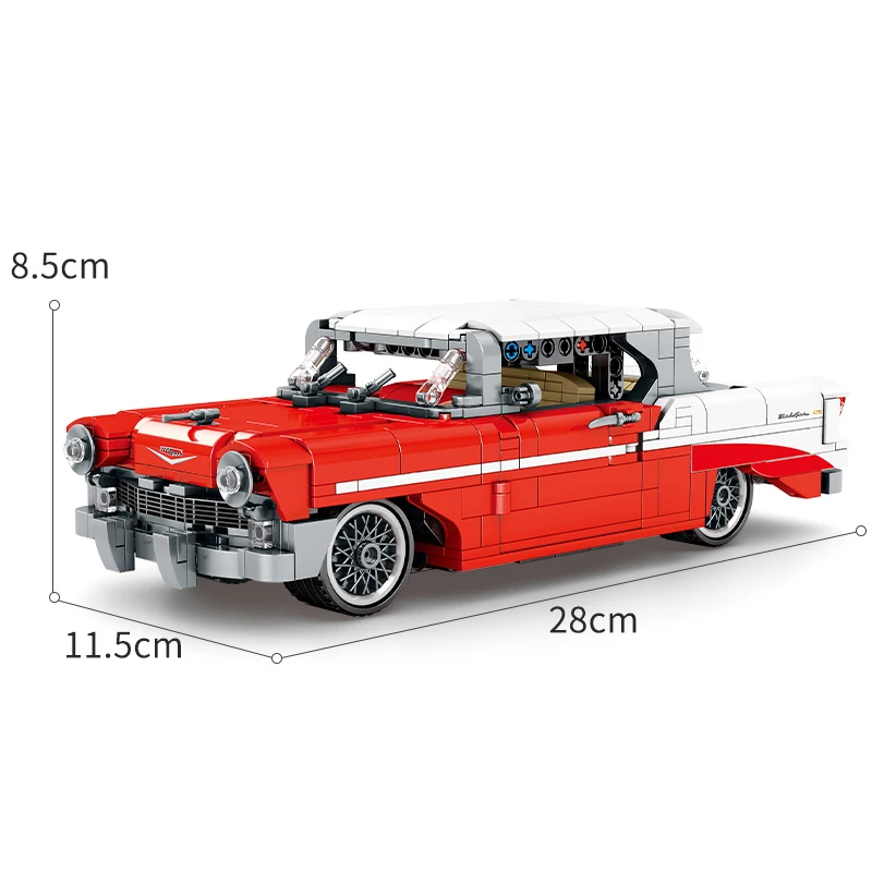 

Retro belair 1956 V8 Vintage classic car Famous Super Sports racing car Technic MOC Technique Model Building Blocks Bricks toys