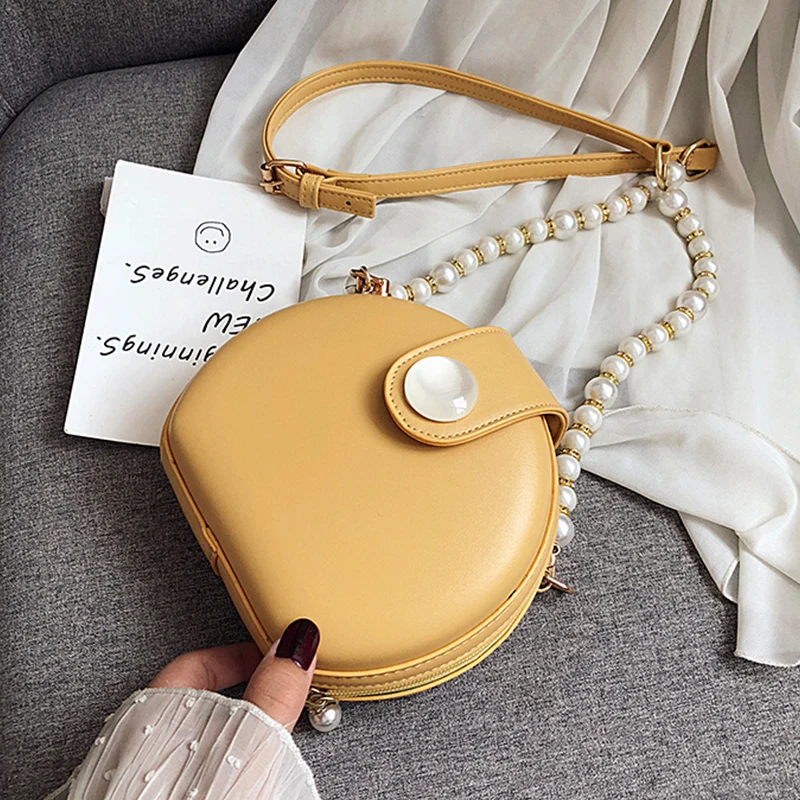 Жемчужный ремешок из искусственной кожи с цепочкой дизайнерская сумка через