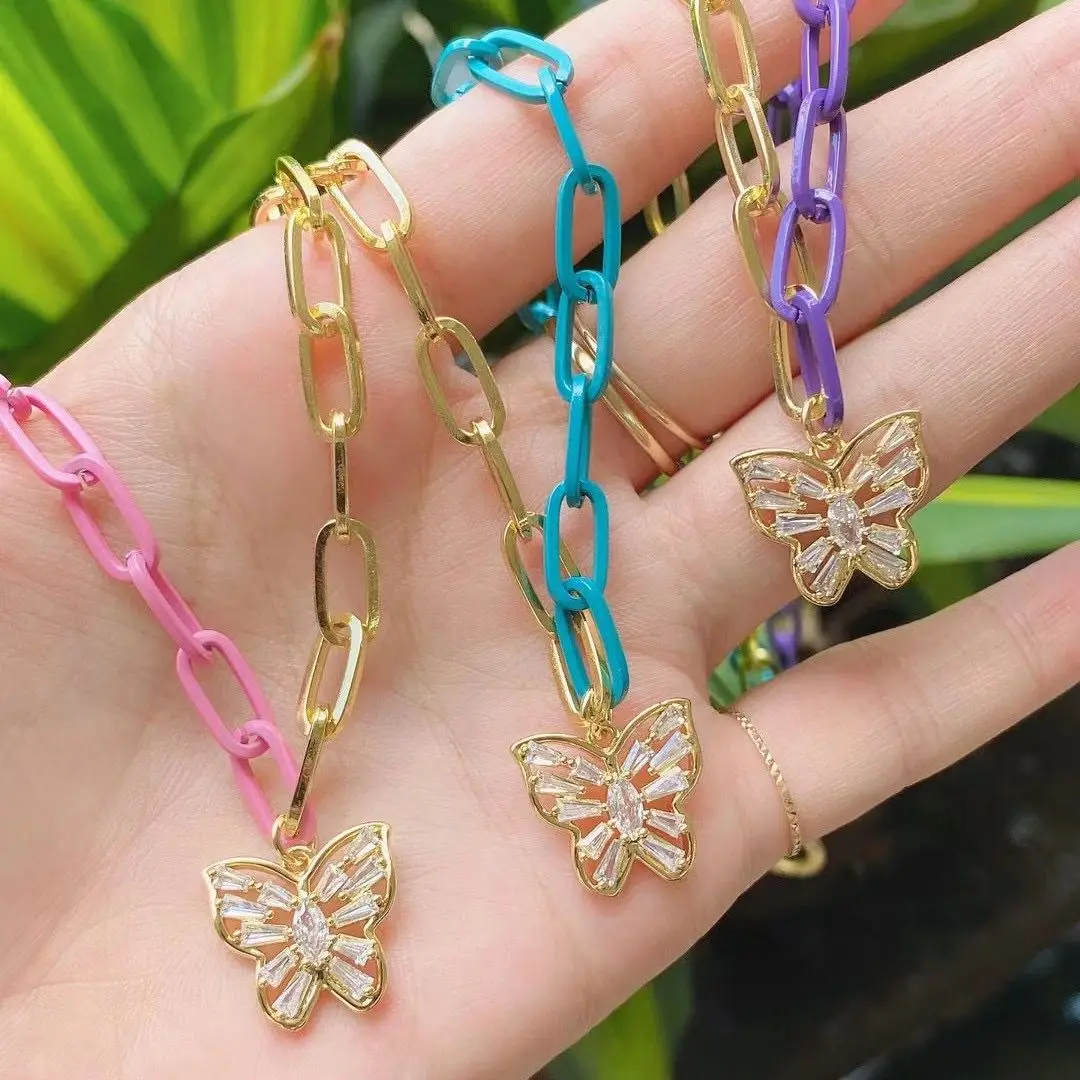

3PCS, Punk Style Butterfly Choker Necklaces Jewelry Women Collares Gothic Hip Hop Link Chain Necklace Collares Mujer Jewlery