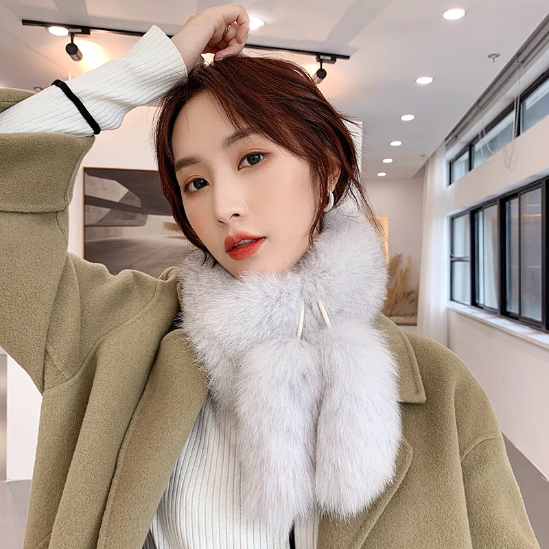 Lantafe меховой шарф модные шарфы из лисьего меха женский красивый короткий Зимний