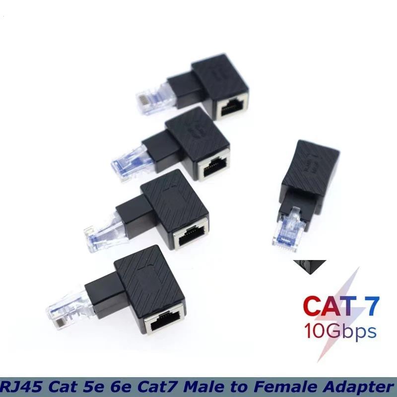 

5PCS High Quality 90 Degree UP Down Left Right RJ45 Cat 5E 6E Cat7 Male to Female Lan Ethernet Network Extension Adapter