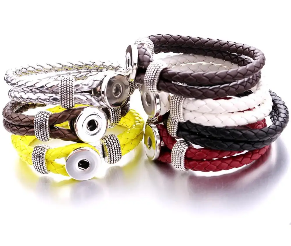 

Новый плетеный кожаный, с кнопкой Браслет Fit 20 мм 18 мм оснастки ювелирные изделия ручной работы из кожи 18 мм кнопки защелки для браслетов юве...