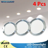 silver white ultra bright led downlight 3w 5w 10w 12w 15w 18w thin round led ceiling recessed spot light ac85240v downlight