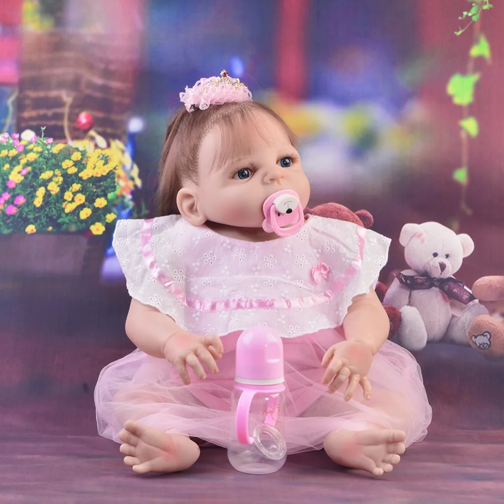 55 см девочка полный тело силиконовые детские настоящие как ребенок bebe Куклы Игрушки для Девочки Малыш реалистичные Reborn Младенцы Куклы Дети Рождественские подарки