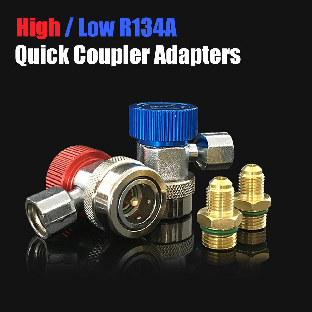 AC R134A High Low Quick Coupler Connector Adapters With Cap Manifold Gauge Auto Set Manifold Gauge Brass Adapter Car Accessories