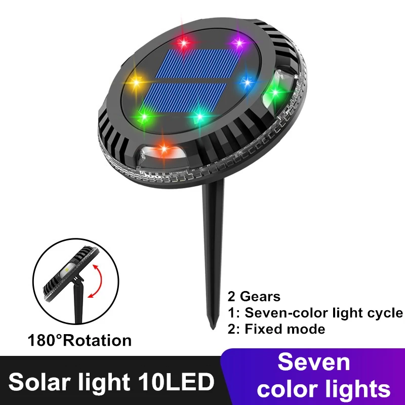 

Solar Ground Lights Outdoor Garden Yard Patio Disk Light Multi-Color Auto-Changing 10LED Waterproof In-Ground Landscape Lighting