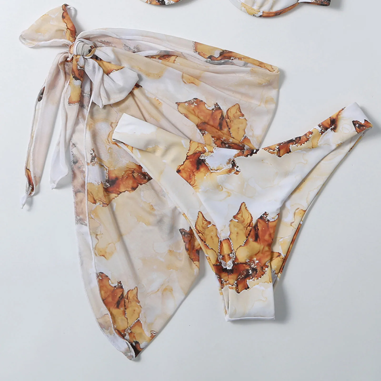 3 шт. микро бикини пуш-ап Мягкий купальный костюм женский шифоновый сексуальный