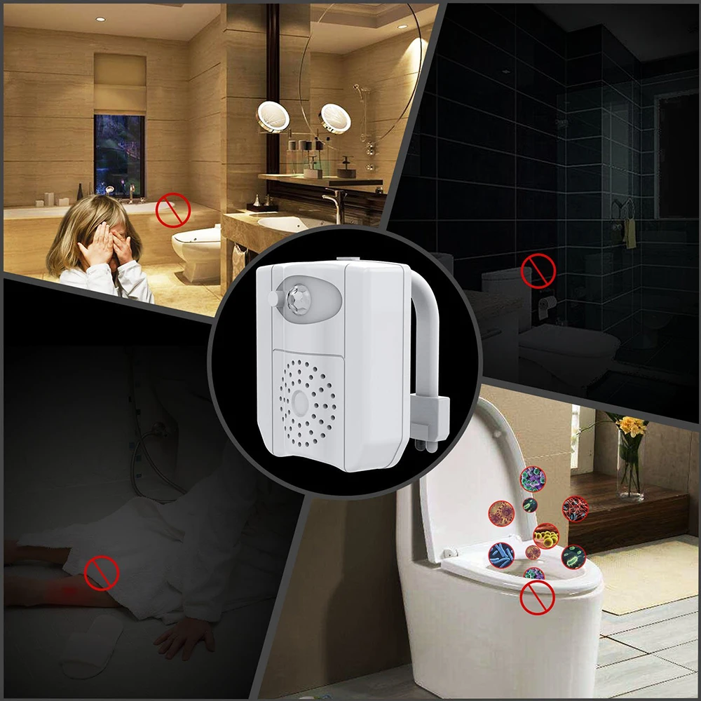 UV Sterilization Toilet Light 16 Changing Motion Sensor Activated RGB PIR LED Night Seat Battery-Operated For Bowl | Лампы и освещение