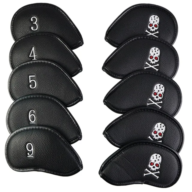 10pcs black NRC железные головные уборы для гольфа, изысканные полиуретановые толстые чехлы из искусственной кожи для клюшек для гольфа, железные головные уборы, аксессуары - Цвет: 10pcs black
