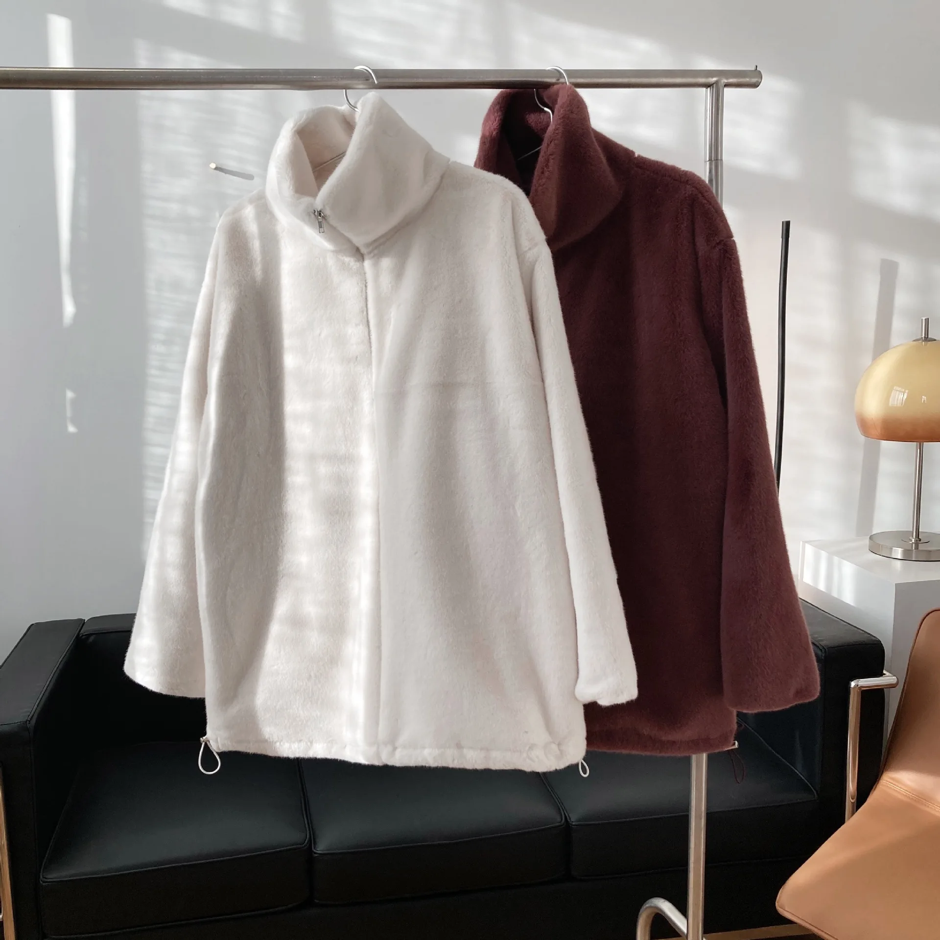 

Winter Women High Quality Comfort Faux Rabbit Fur Coat Luxury Faux Fur Loose Lapel OverCoat Thick Warm Plus Size Plush Jacket