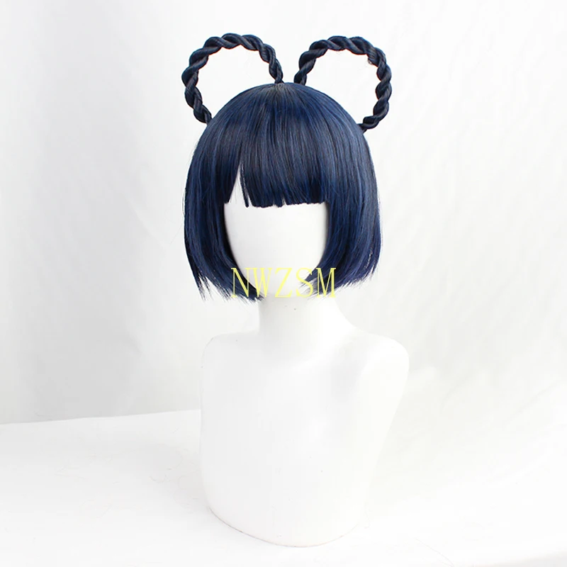 Genshin Impact Xiang Ling Blue Braid Cute Short Heat Resistant Synthetic Hair Carnival Halloween Party Cosplay + Free Wig Cap |