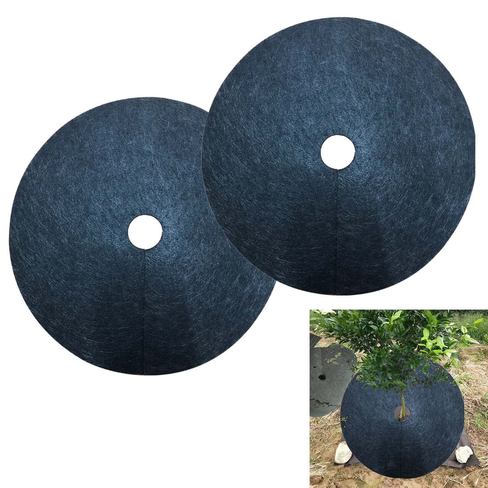 

10pcs Tree Ring Weed Barrier Non-woven 52 X 52 X 0.3 Cm Black Garden 12pcs Prevent Grass And Weeds Weeding Cloth