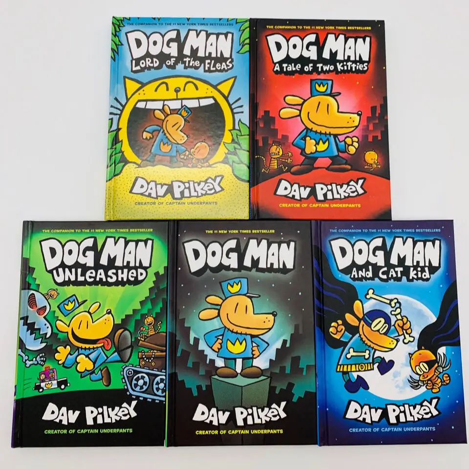 5 Volumes Dog Man Detective Dog English Hardcover Humor Comic Full Color Zhangqiao Children Fiction Story Book Stationery Gift enlarge