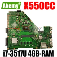 x550cc laptop motherboard for asus x550ca x550cl r510c y581c x550c original mainboard 4gb ram i7 3517u cpu uma