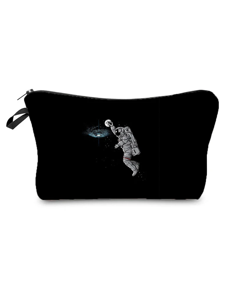 

Fashion Printed Astronaut Cosmetics Organizer Bag Black Women's Makeup Bag Portable Storage Bags for Women Small Pencil Cases