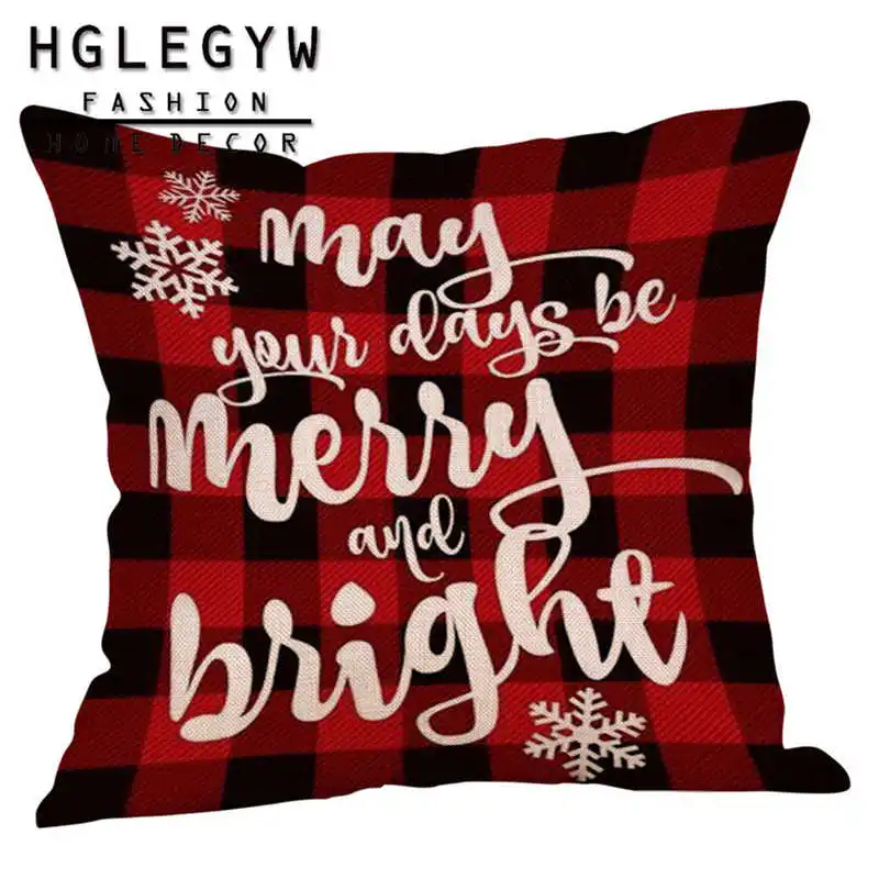 Рождественская наволочка с красным оленем и хлопковая льняная принтом для