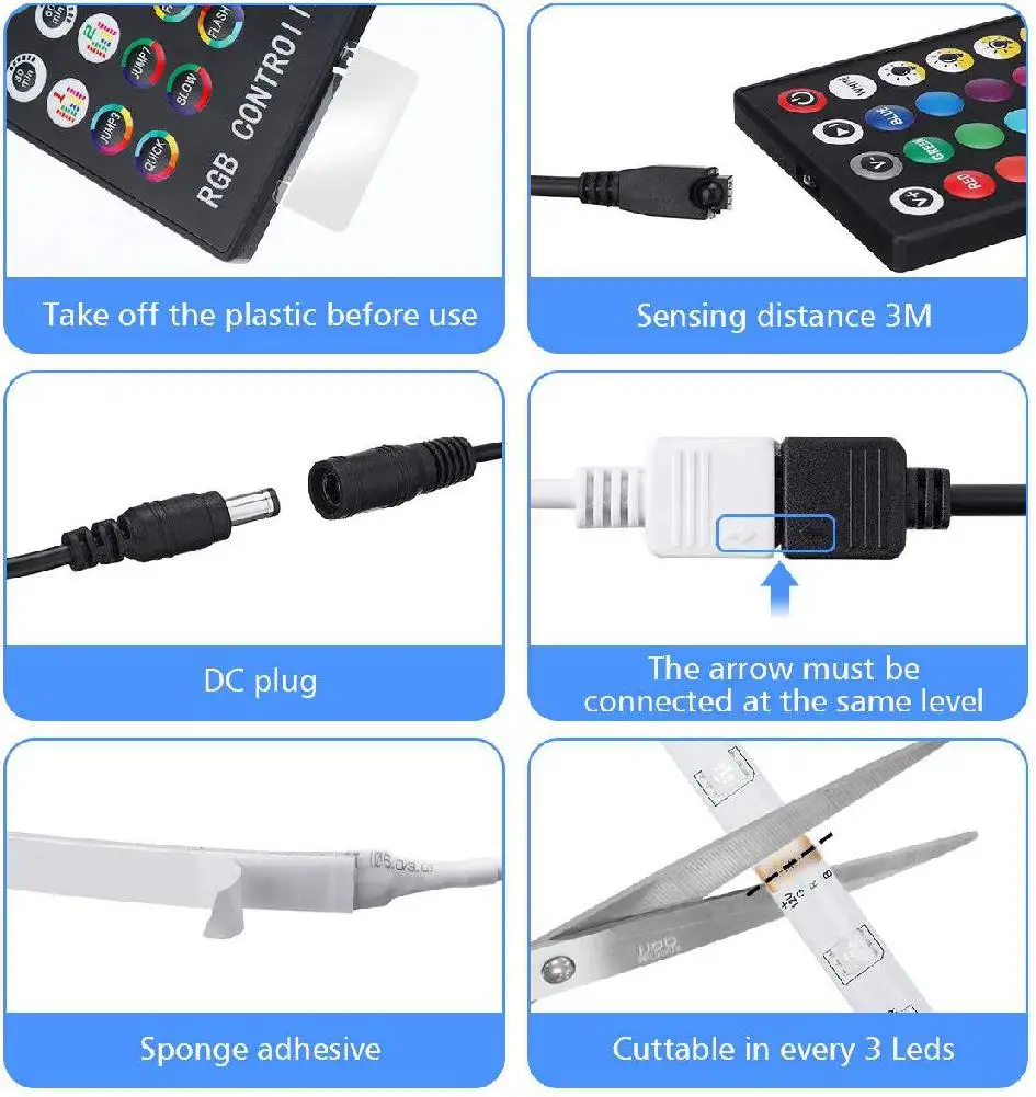 

SOLLED 16Colors 5050 Led Strip Light RGB 7 Colors Waterproof Music Controller Wifi Strip Lamp
