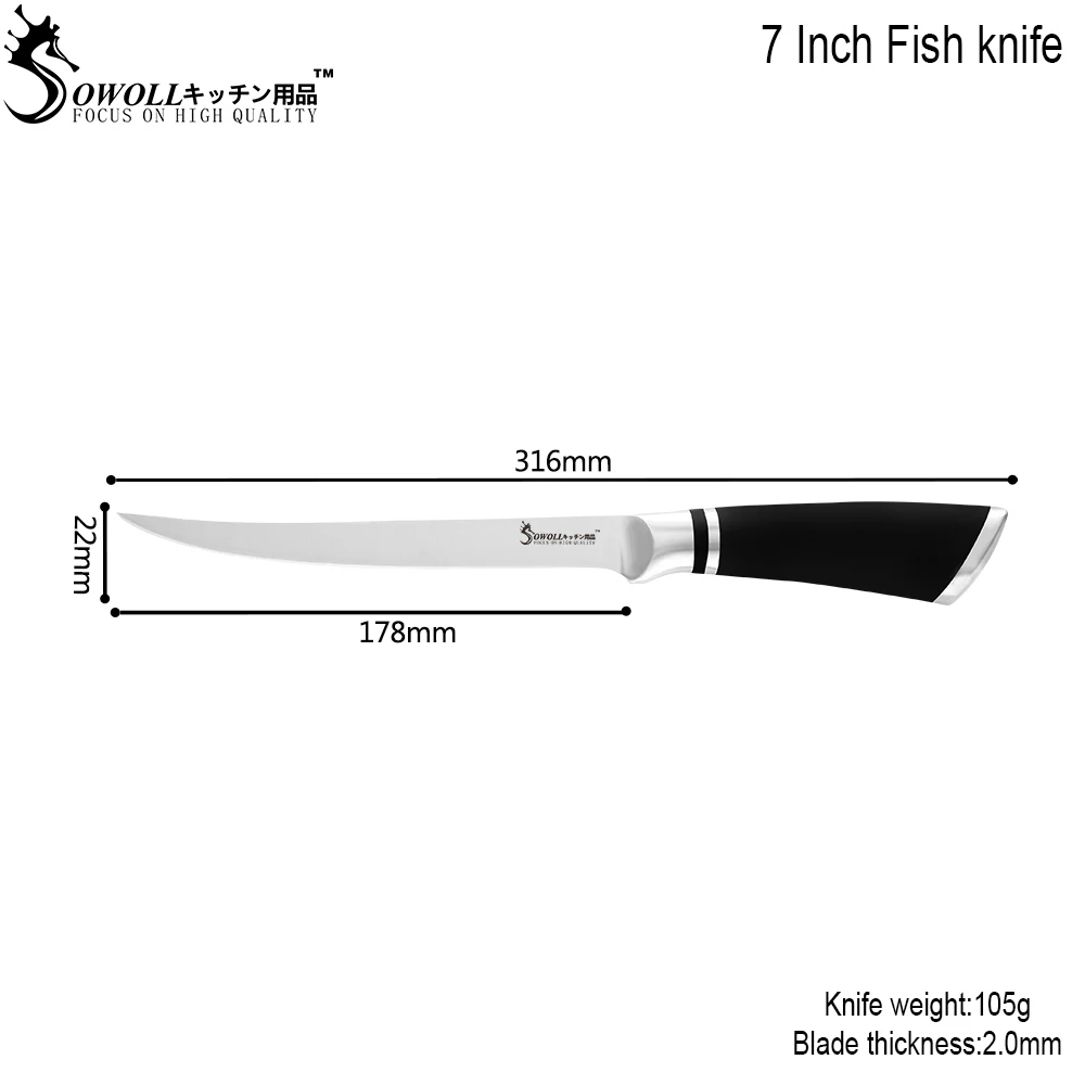 7 inch Sowoll обвалочные ножи Филейный нож 6 7 8 дюймов кухонный костяной нож с нескользящим профессиональным поварским ножом для приготовления мяса рыбы - Цвет: 7 inch