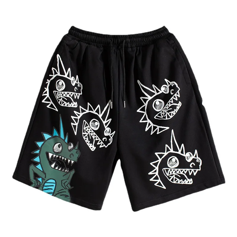 

Summer New Men's Clothing Street Cartoon Dinosaur Casual Shorts Trend Loose Straight Leg Pants Sports Five-point Pants