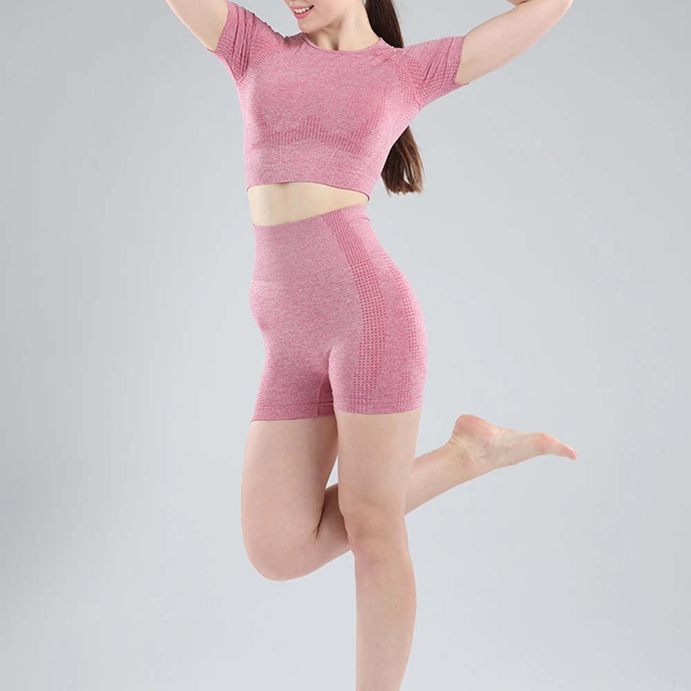 Женский бесшовный спортивный комплект для йоги спортивная одежда спортзала бега
