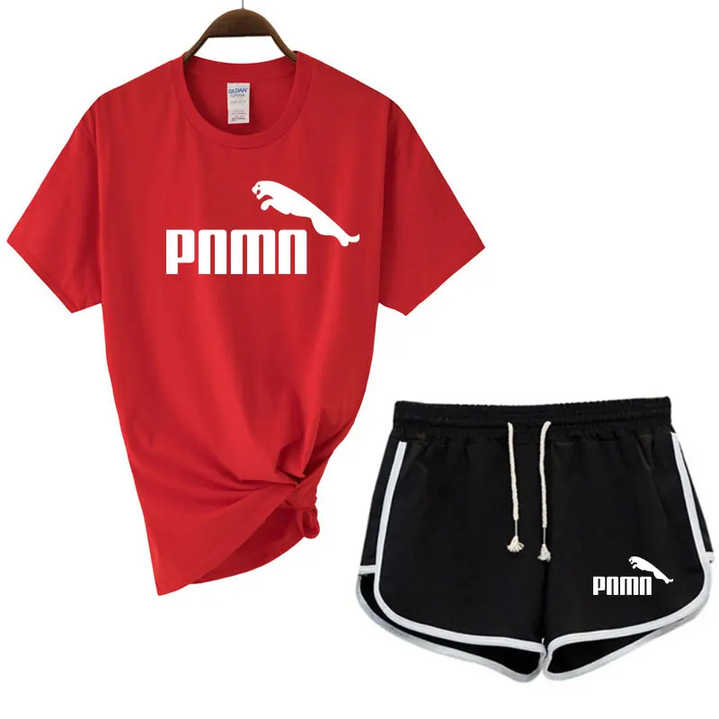 

New casual fashion creative O-neck ladies suit summer sportswear womens printed short-sleeved T-shirt + shorts suit sportswear
