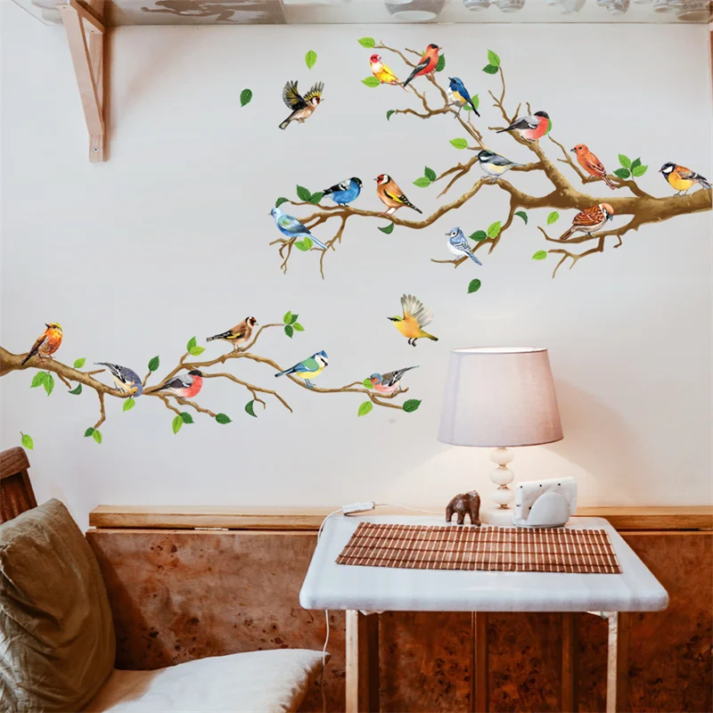 

Branch Bird Wall Stickers Bedroom Living Room Home Decoration Office Background Wall Sofa Decorative Wall PVC Waterproof Sticker