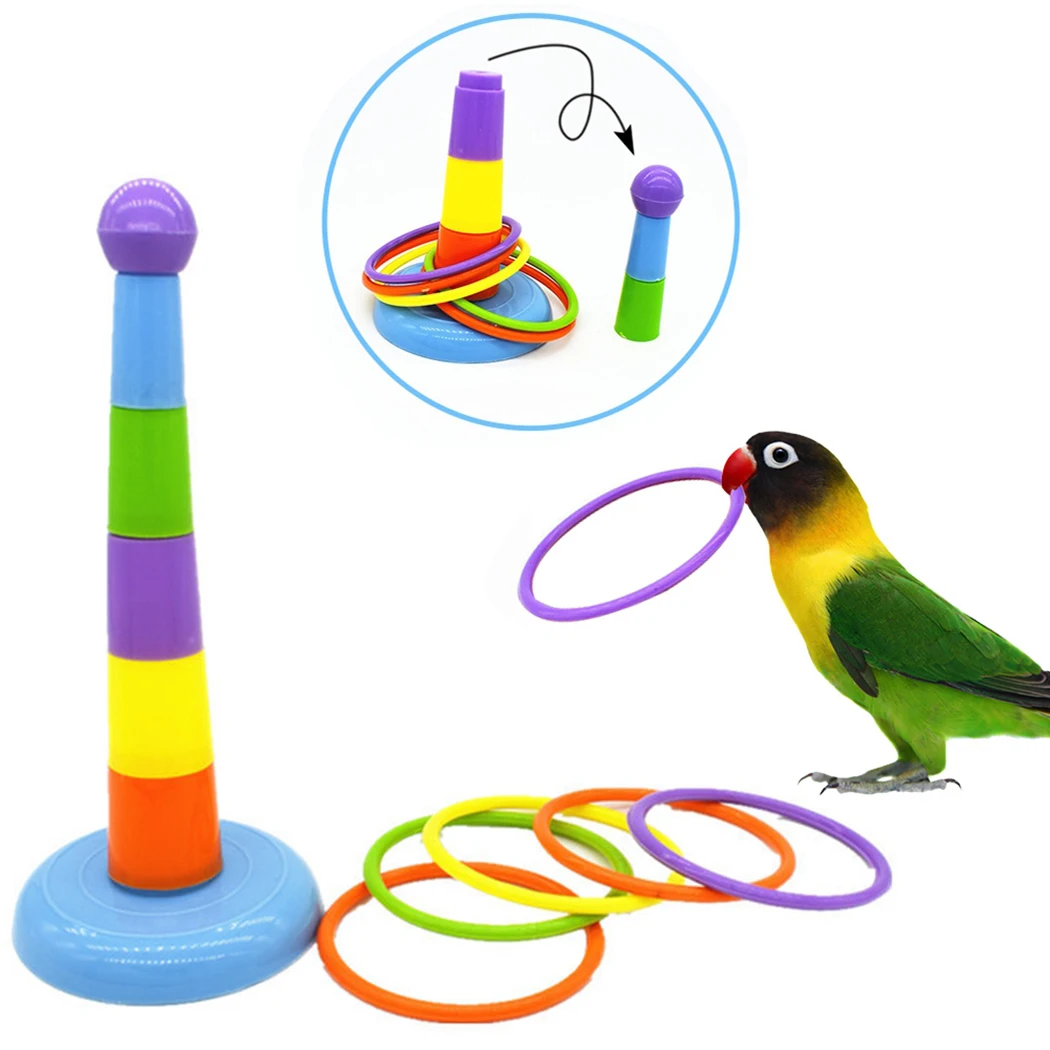 

1PCS Bird Toy Height Adjustable Toss Ring Bird Training Toy Bird Intelligence Training Toy Parrot Mini Ferrule Toy Dorakitten