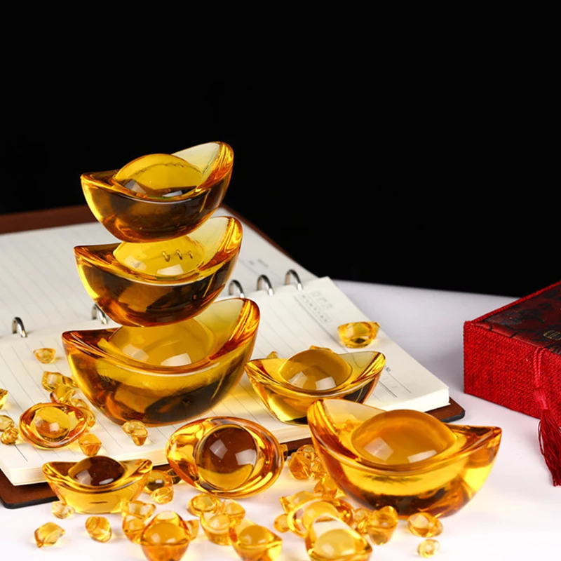 

Citrine ingot Gold Ingot Chinese Feng Shui Mascot Money LUCKY Fortune Wealth home decor accessories Transparent Ingots Gifts