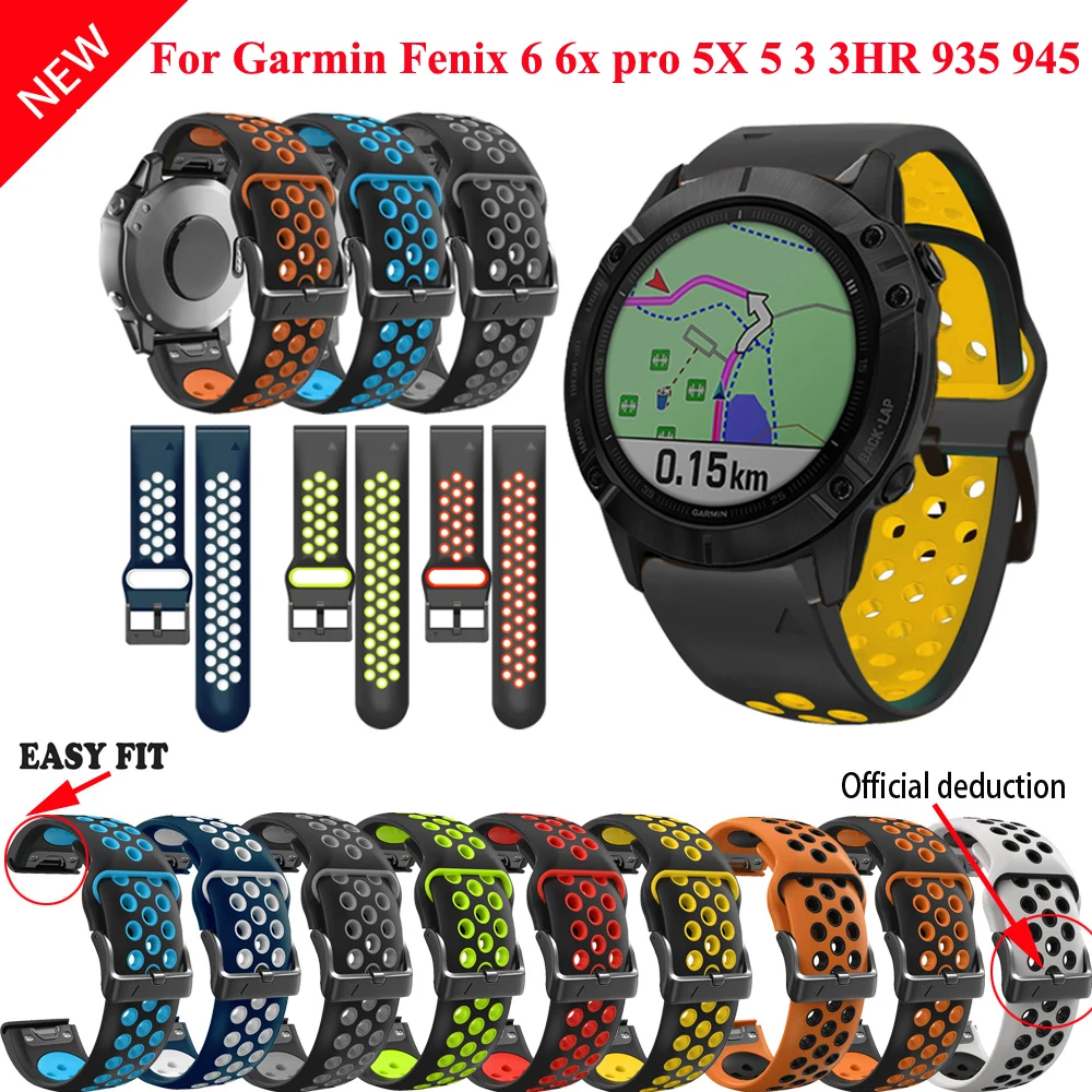 26 22MM Watchband Strap for Garmin Fenix 6 6X Pro Fenix 5X 5 3 3HR S60 MK1 Watch Quick Release Silicone Easyfit Wrist Band Strap