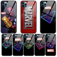 marvel avengers logo glass case for iphone 12 11 pro max 12pro xs max xr x 7 8 plus se 2020 case tempered back cover