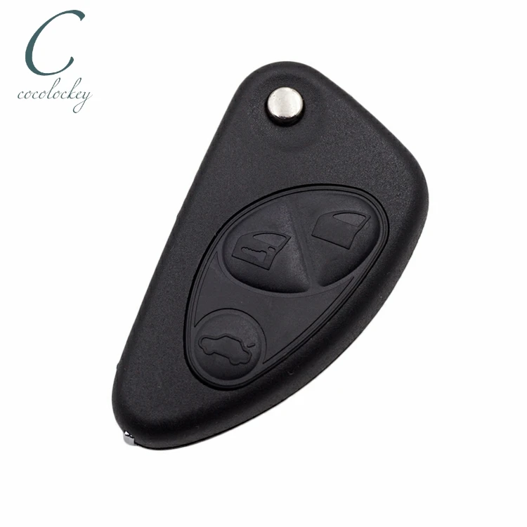 Ключевая оболочка Cocolockey Flip Remote Car Key для Alfa Romeo 147 156 GT 3 кнопки Нерезаный лезвие Пустое замещение Без логотипа Складывание.