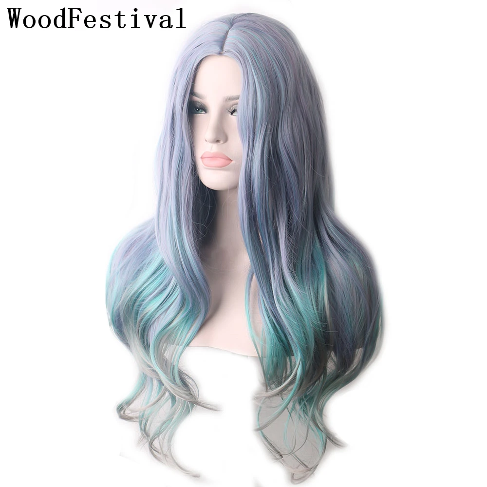 

Синтетические парики для женщин WoodFestival, косплей из волос, цветной, с эффектом омбре, волнистые, черные, светлые, розовые, фиолетовые, коричне...