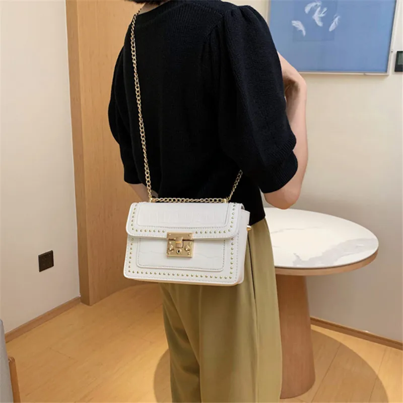 

TOYOOSKY Rivets PU Leather Crossbody Bags For Women 2020 Fashion Brand Designer Luxury Handbag Shoulder Messenger Totes Bag