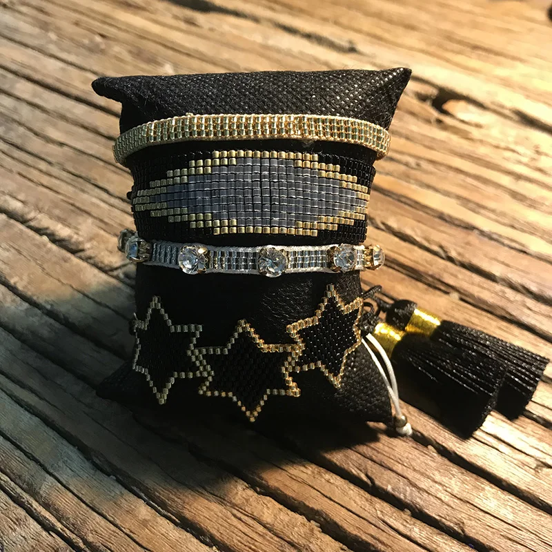 Rttooas, Модный женский браслет, 3 звезды, Pulseras Mujer,, браслеты, CZ ювелирное изделие, кисточка, ручная работа, тканая повязка на руку