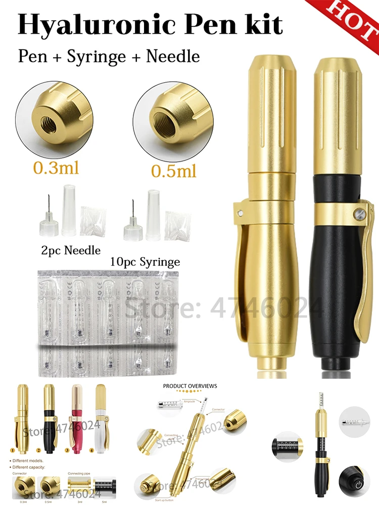 High 0.3ml &amp0.5ml 2 in 1 head Pressure Hyaluronic Acid Pen hyaluron injection For Anti Wrinkle Lifting Lip gun | Красота и
