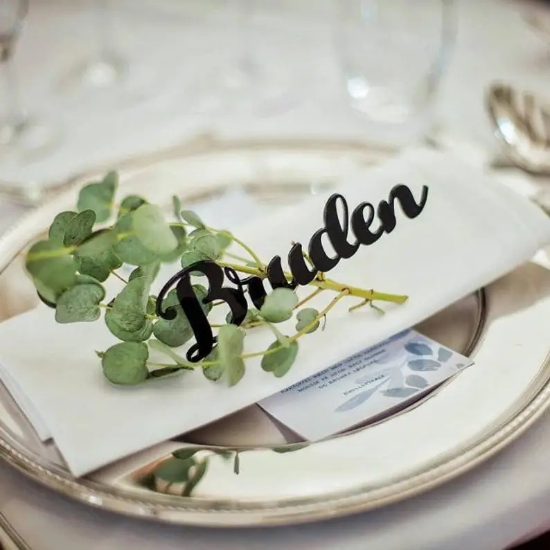 Золотые Зеркальные акриловые карты лазерная резка Именные свадебные знаки