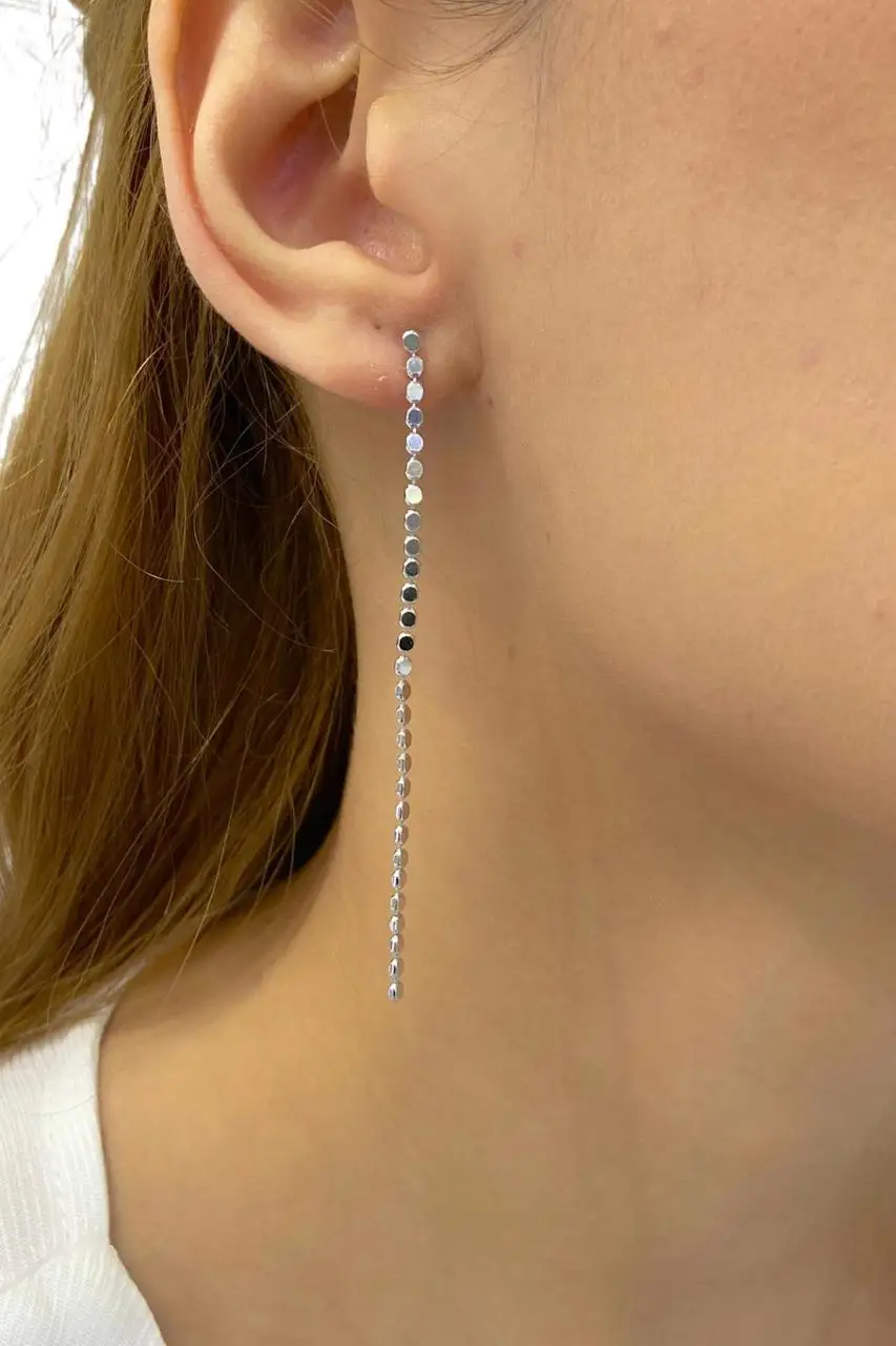 

Italian Long Chain 925 Silver Earrings