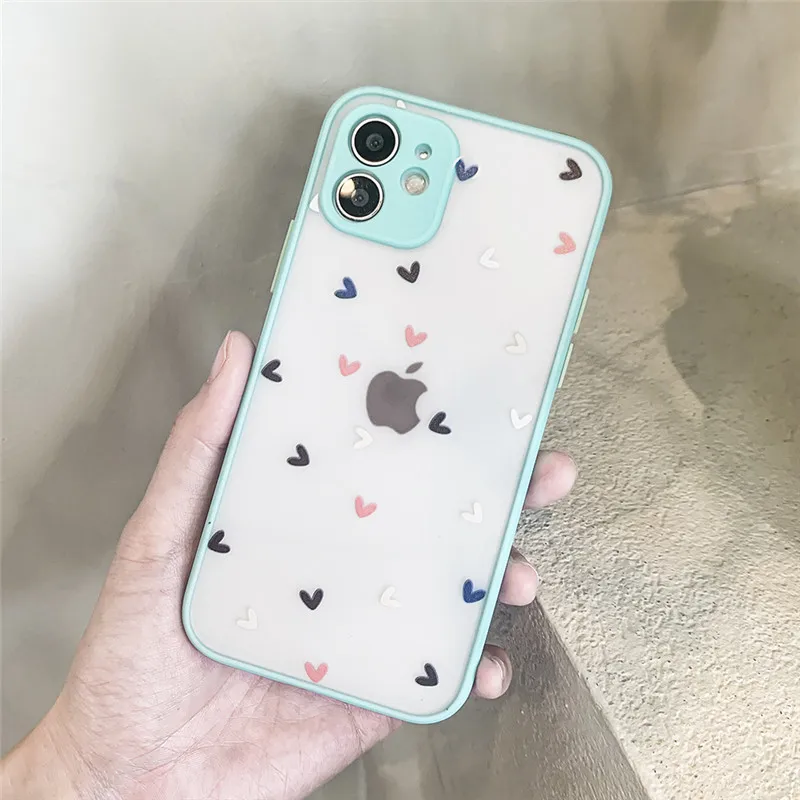 

moskado For iPhone 11 Case Colorful Love Heart Camera Protection Phone Cover For iPhone 12 Pro X XR XS Max 7 8 7Plus Hard Cases