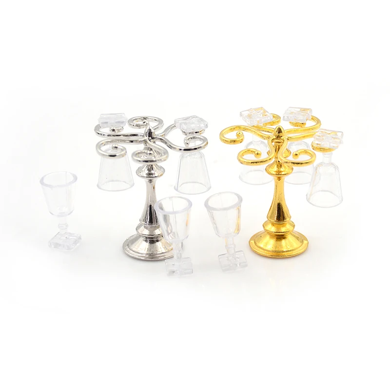 5 шт./компл. мини милые смолы Металлический Подстаканник с 4 бокал для вина игрушки