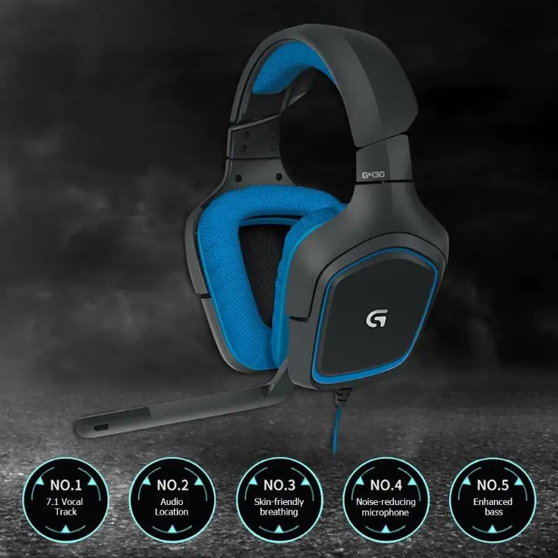 Гарнитура logitech G430 USB Проводная 7,1 объемная Регулируемая шумоподавление вращающиеся наушники для ПК/PUBG