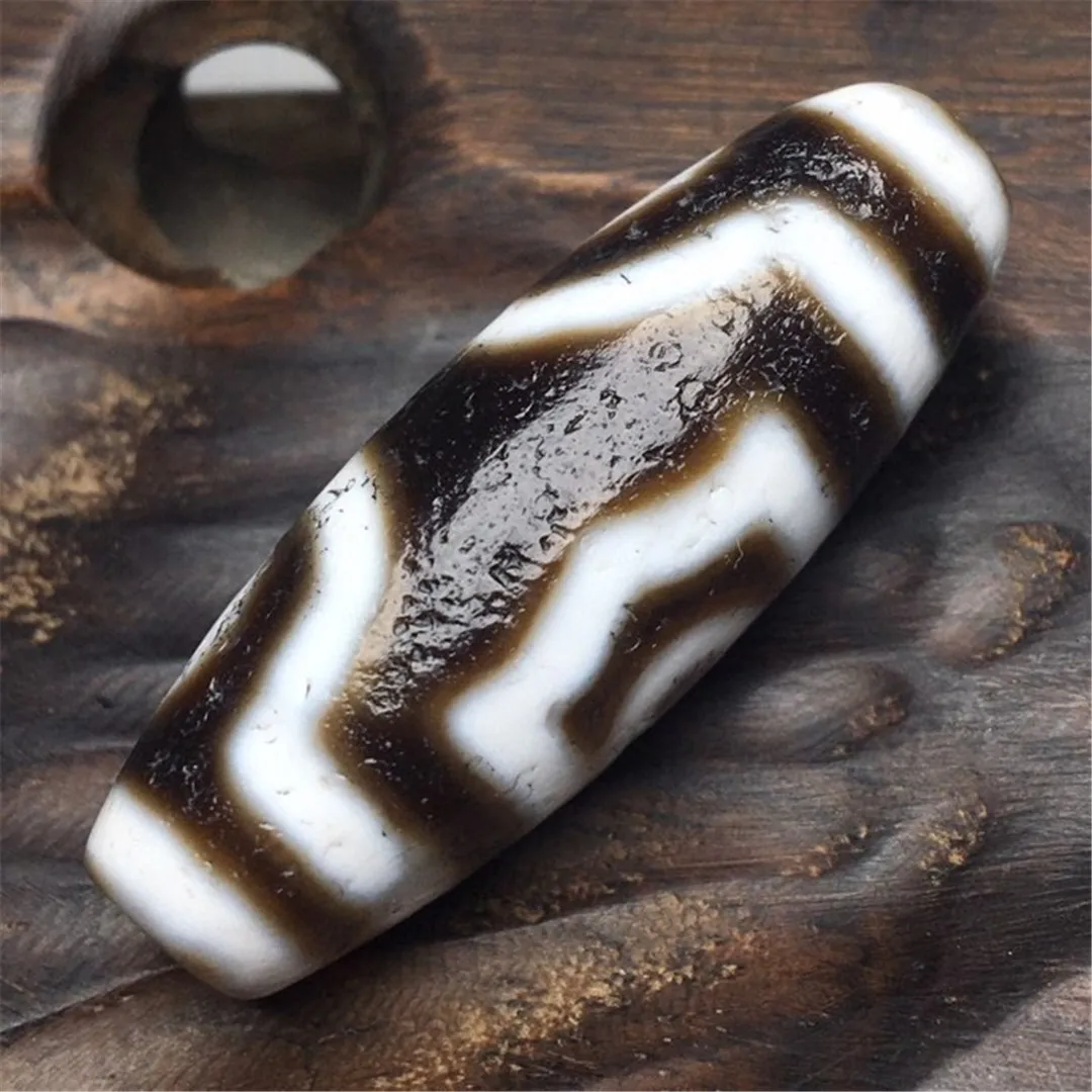 Natural Agate Dzi TTwo Three Eyes Support DIY Old Object Heirloom Tibetan Man's Woman's Featured Loose Jewelry Patina | Украшения и