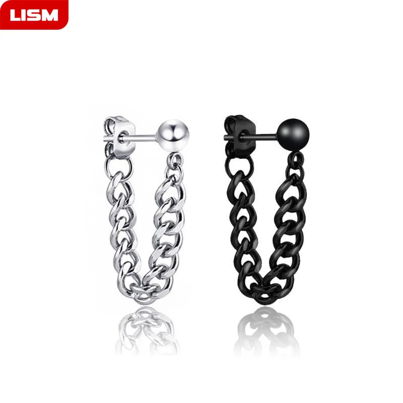 Корейский хип хоп для мужчин женщин серьги в стиле панк титановая сталь цепи