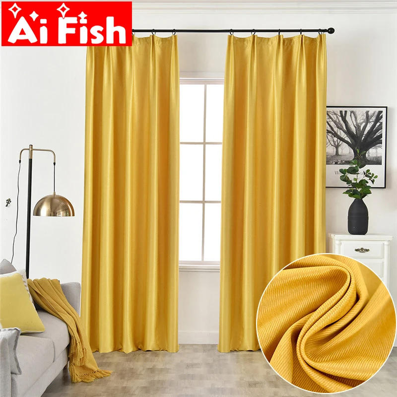 

Yellow Modern Blackout Curtains For Living Room Orange Solid Color Thick Bedroom Curtain Drapes Kitchen Fabric Cortinas MY488#3