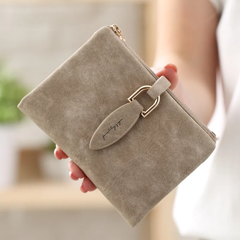

Fashion Women Short Purses Vintage PU Leather Lady Snap Fastener Short Clutch Wallet Small Matte Women Wallet Female Purse