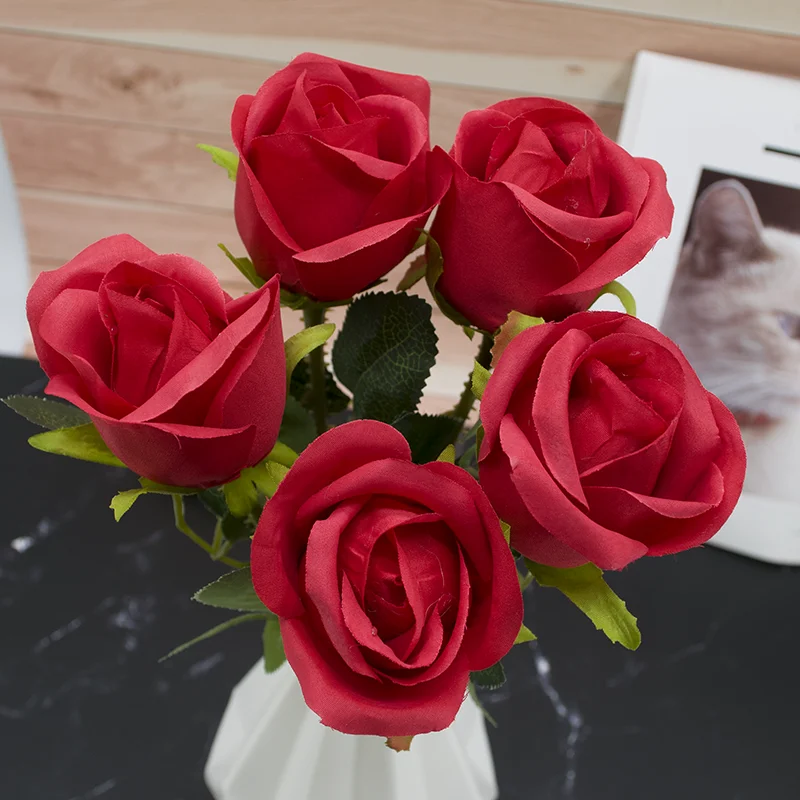 

1pcs Rose Silk Artificial Flower 49cm Fake Flower Decoration for Home Wedding Hotel Table window Deco Valentine's Day Gift