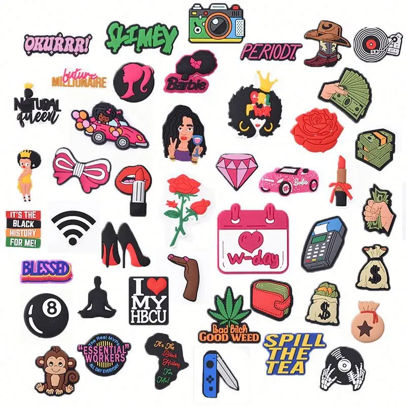 

Custom New Leaves Soft PVC Cartoon CROCK Shoe Charm Lipstick For Charm Lady Shoes Accessories For Sneakers